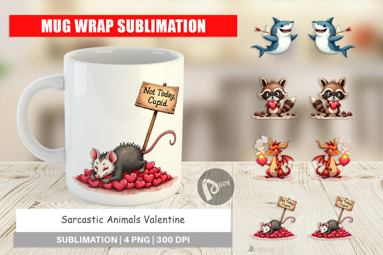 Cynical Critters Valentine Mug Wrap