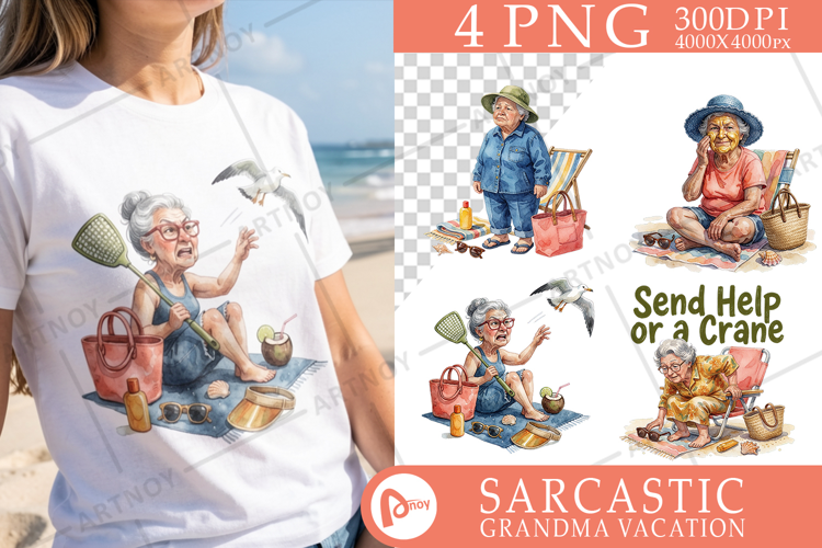Sarcastic Beach Granny Sublimation