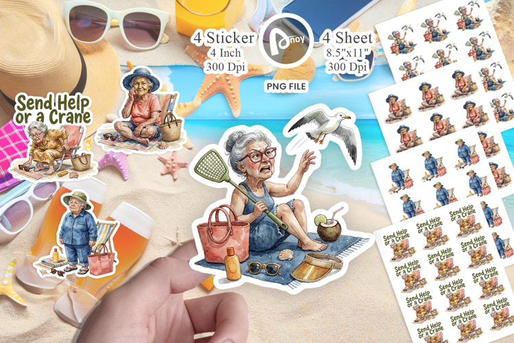Sarcastic Beach Granny Sticker