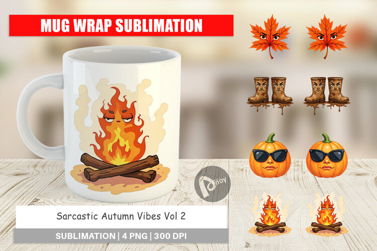 Mug Wrap Sarcastic Autumn Vibes example image 1