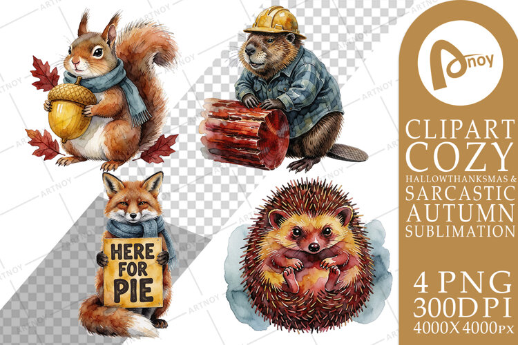 Autumn Woodland Critters Sublimation example image 1