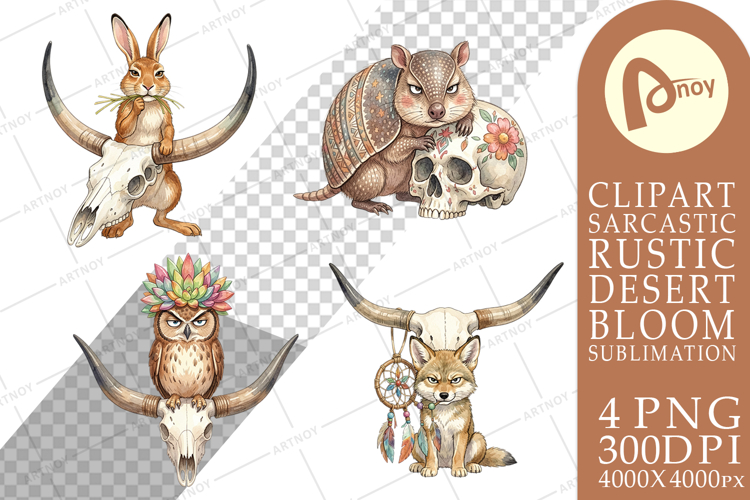 Sarcastic Boho Desert Skull Sublimation