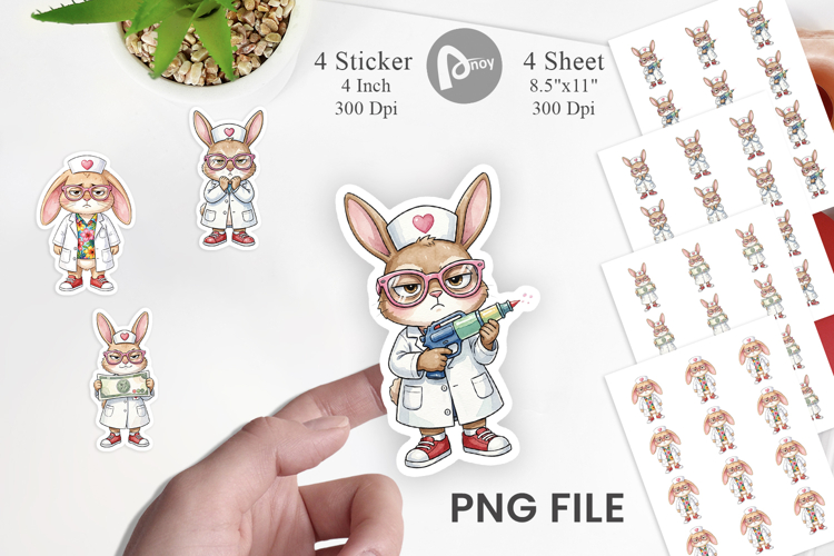 Sarcastic Bunny Nurse Vibes Sticker