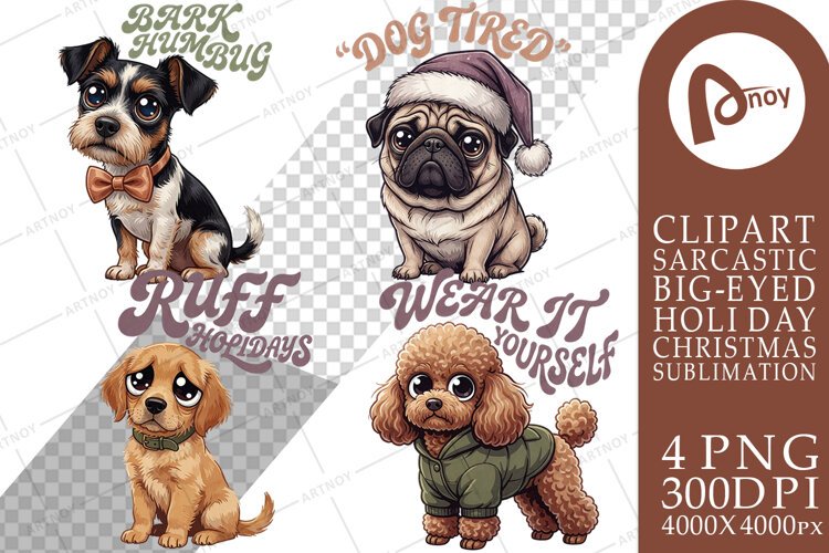 Sarcastic Canine Christmas Sublimation example image 1