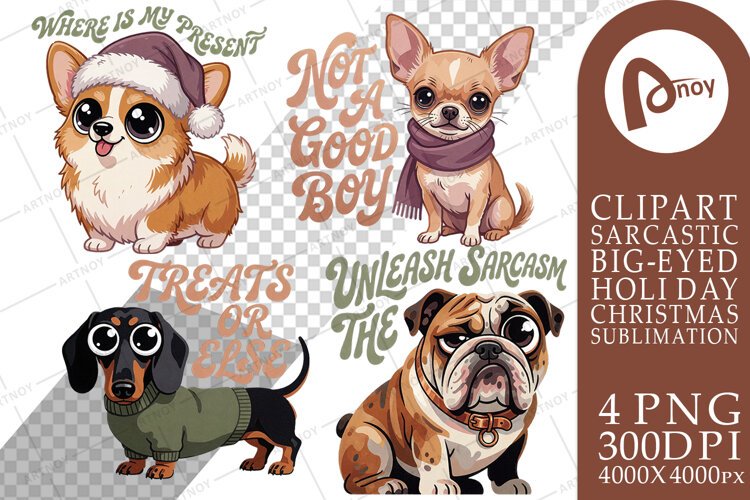 Sarcastic Canine Christmas Sublimation example image 1