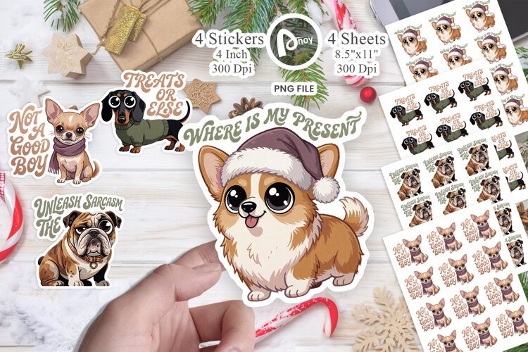 Sarcastic Canine Christmas Sticker example image 1