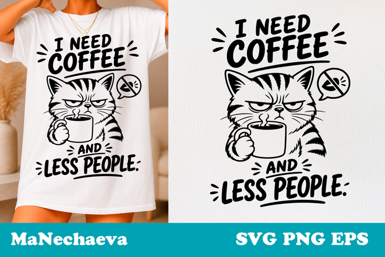 Sarcastic Cat SVG Design | Too Tired to Care Quote