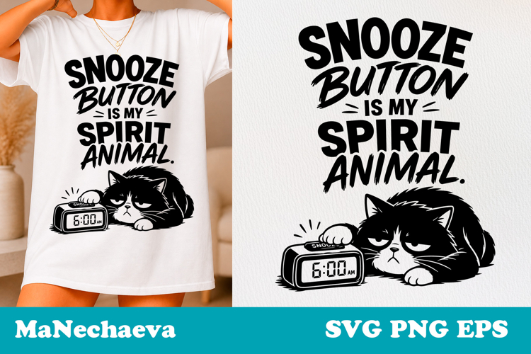 Sarcastic Cat SVG Design | Snooze Spirit Animal Quote