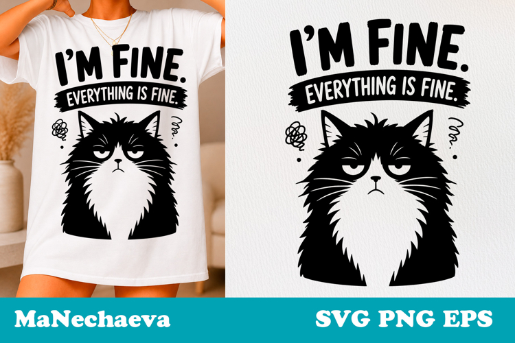 Sarcastic Cat SVG Design | Everything Is Fine Quote