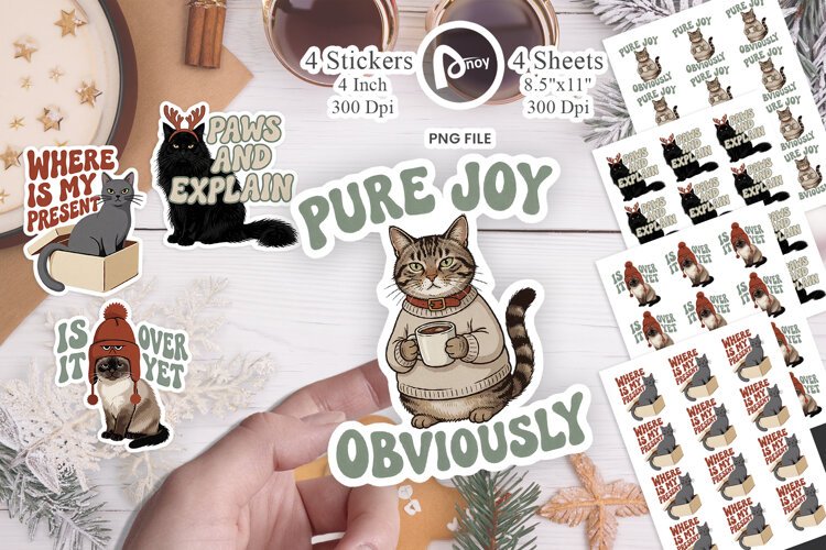 Christmas Cat Quotes Sticker example image 1