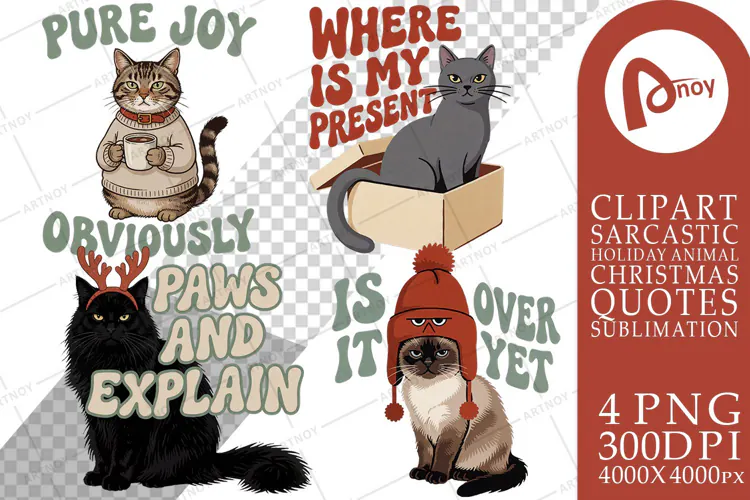 Christmas Cat Quotes Sublimation
