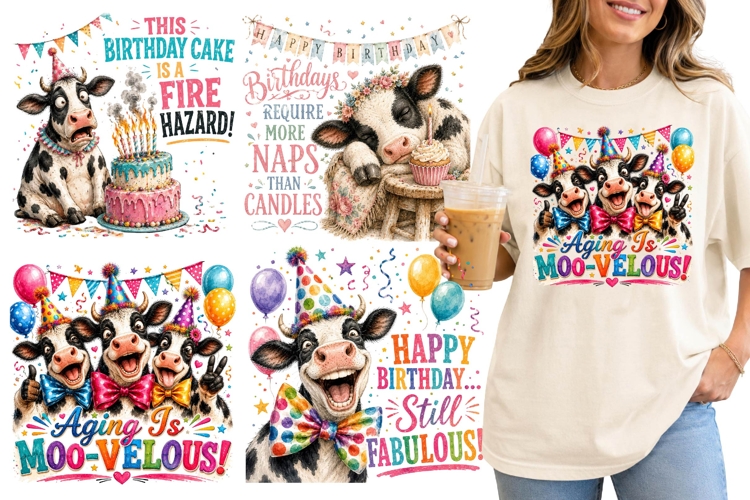 Sarcastic Cow Saying PNG, Birthday Pun Greetings, Sarcasm