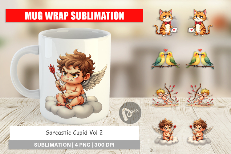 Sarcastic Cupid Anti-Valentine Mug Wrap