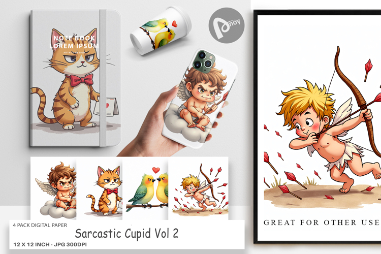 Sarcastic Cupid Digital Paper