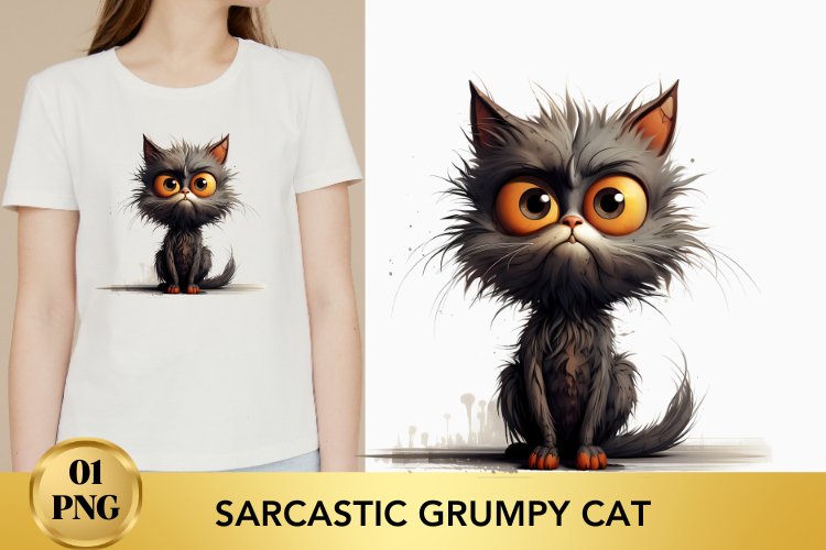 Sarcastic Funny Grumpy Cat, Cat sublimation example image 1