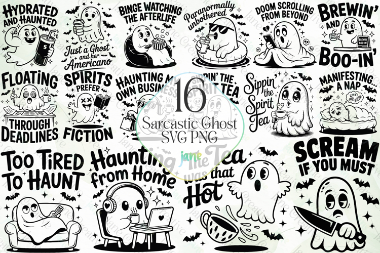 Sarcastic Ghost SVG PNG Sublimation Bundle