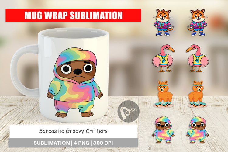 Mug Wrap Sarcastic Groovy Critters