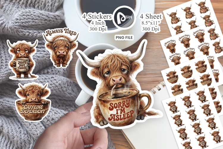Highland Cow Coffee Club Sticker