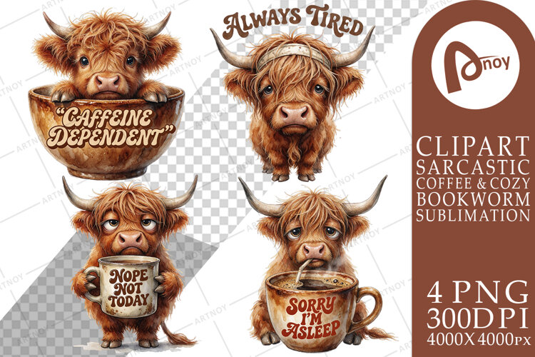 Highland Cow Coffee Club Sublimation example image 1