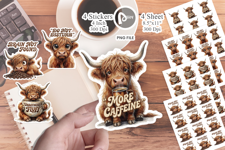 Highland Cow Coffee Club Sticker
