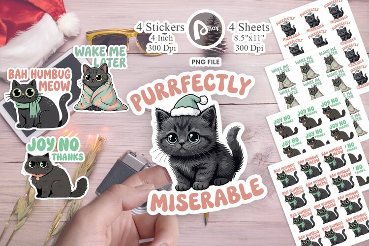 Sarcastic Holiday Feline Sticker example image 1