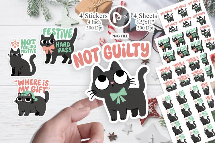 Sarcastic Holiday Feline Sticker example image 1
