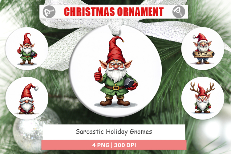 Sarcastic Holiday Gnomes Ornament