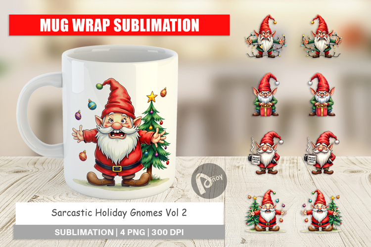 Sarcastic Holiday Gnomes Mug Wrap