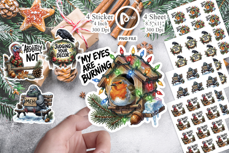 Judgmental Winter Birds Sticker