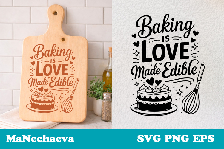 Funny Kitchen Quote SVG | Baking Love Cake Sign