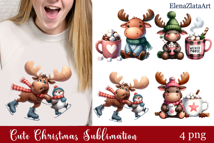 Sarcastic moose clipart. Winter clipart Sublimation