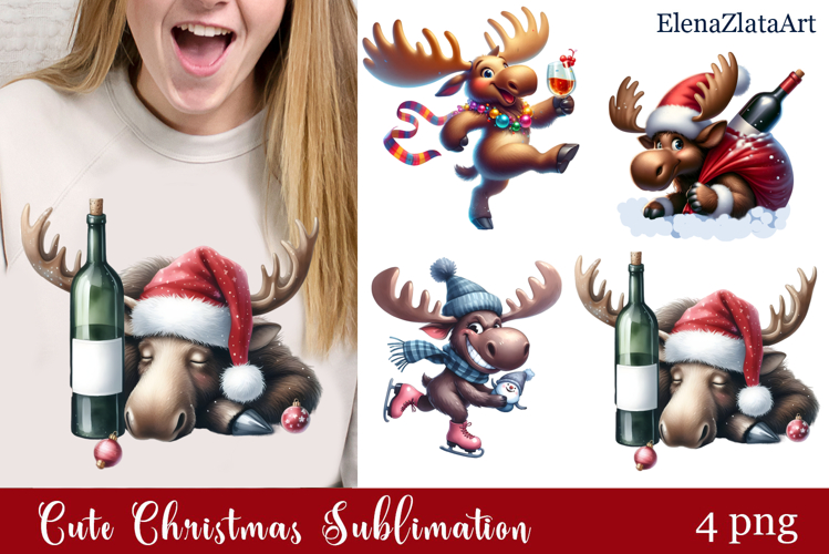 Sarcastic moose clipart. Winter clipart Sublimation