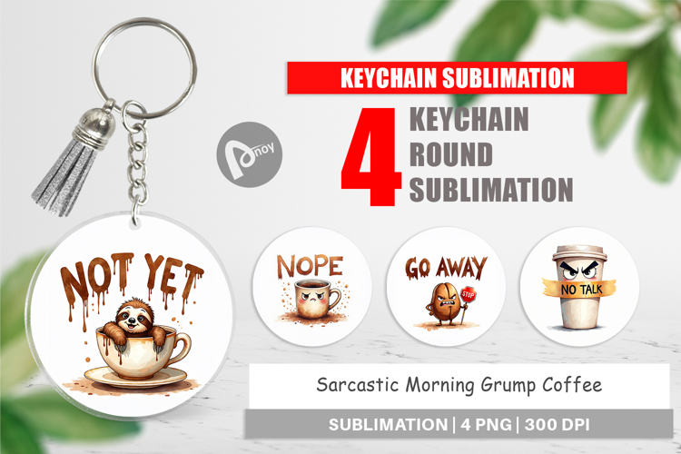 Morning Grump Coffee Keychain