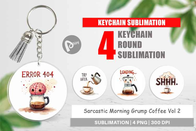 Morning Grump Coffee Keychain