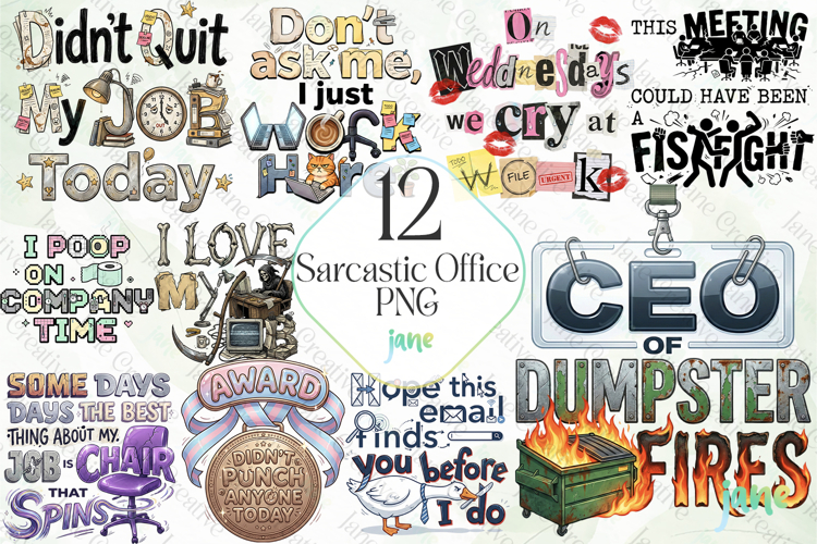 Sarcastic Office PNG Bundle Clipart