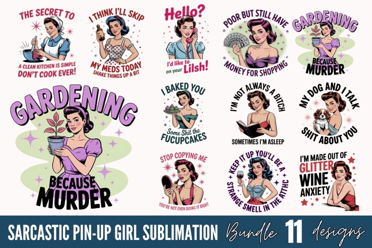 Sarcastic Pin-up Girl Sublimation Bundle, Sarcastic Bundle