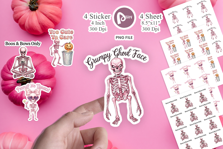 Pink Skeleton Coquette Sticker