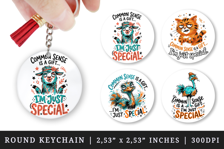 Sarcastic Quote round keychain pintable sublimation design