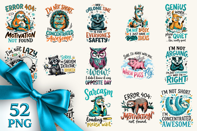 Sarcastic Quote clipart printable sublimation bundle png