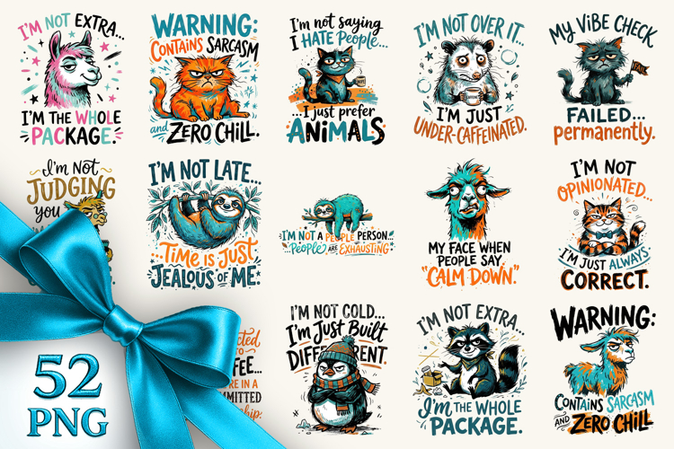 Sarcastic Quote clipart printable sublimation bundle png