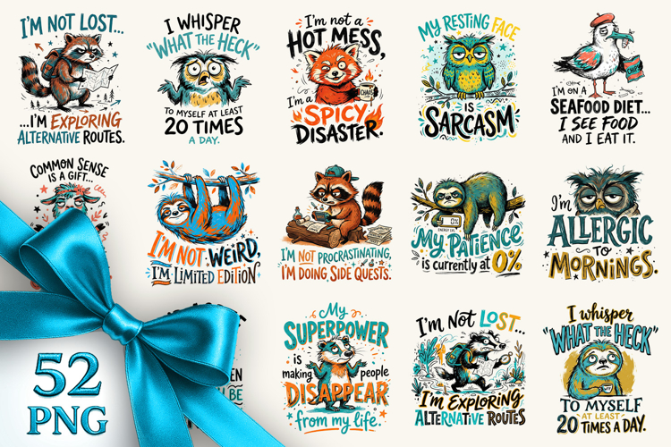 Sarcastic Quote clipart printable sublimation bundle png