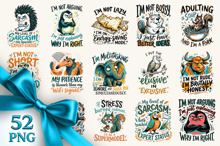 Sarcastic Quote clipart printable sublimation bundle png