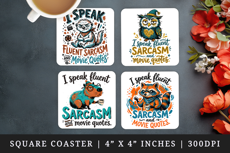 Sarcastic Quote square coaster sublimation, coasters design