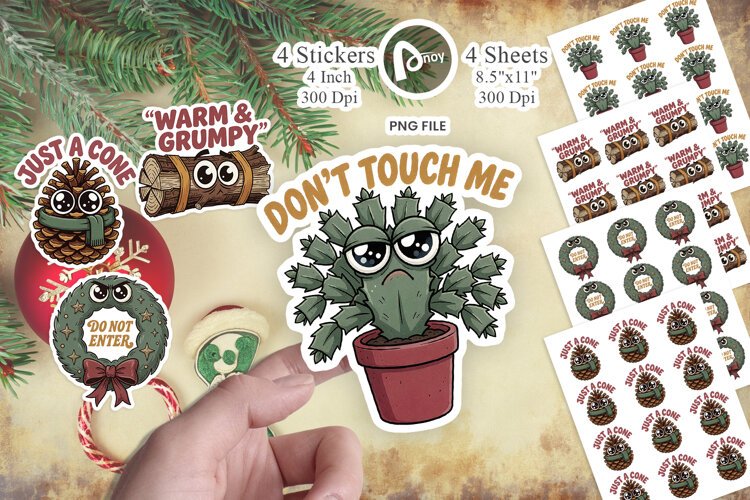 Retro Christmas Botanicals Sticker example image 1