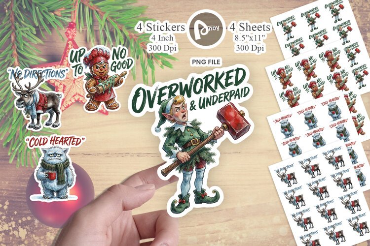 Sarcastic Christmas Figures Sticker example image 1