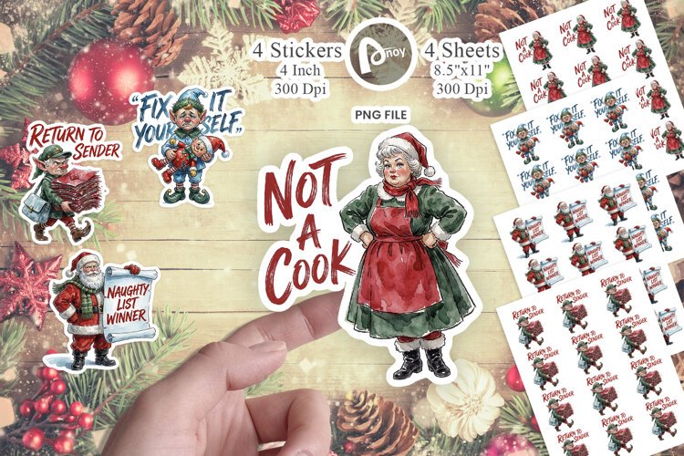 Sarcastic Christmas Figures Sticker example image 1