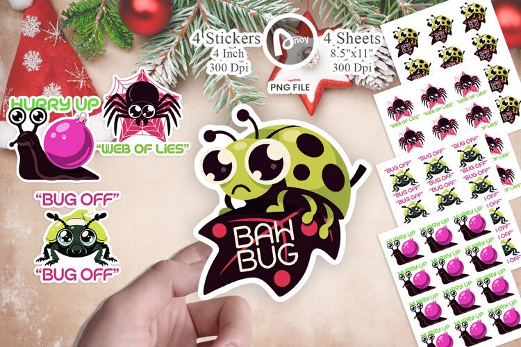 Retro Christmas Tiny Bugs Sticker example image 1