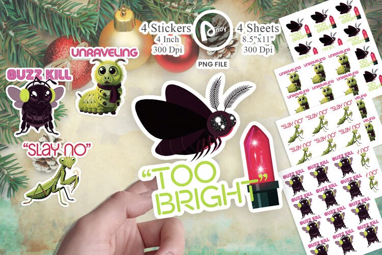 Retro Christmas Tiny Bugs Sticker example image 1