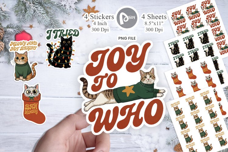 Sarcastic Retro Holiday Cats Sticker example image 1