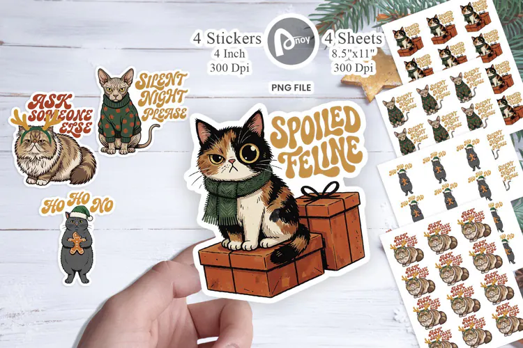 Sarcastic Retro Holiday Cats Sticker